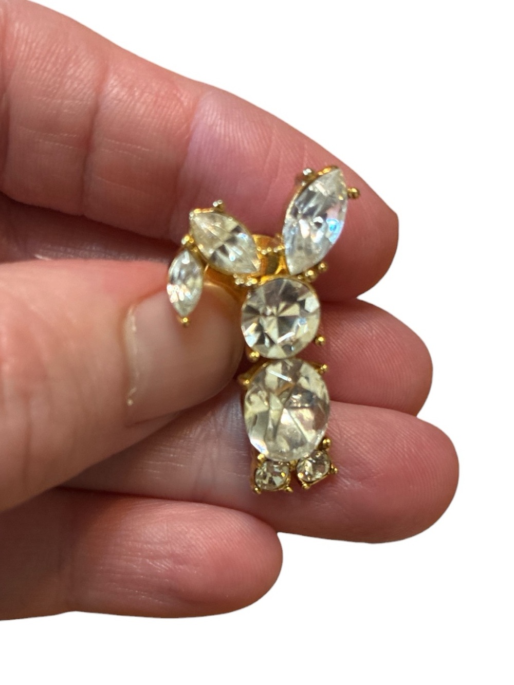 Vintage 1997 Avon Gold Tone Rhinestone Bunny Rabbit Lapel Tac Pin Brooch